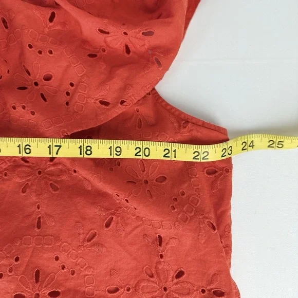 Ann Taylor Top Women Extra Large Orange Eyelet Lace Off Shoulder Sleeveless Crop - Picture 6 of 9